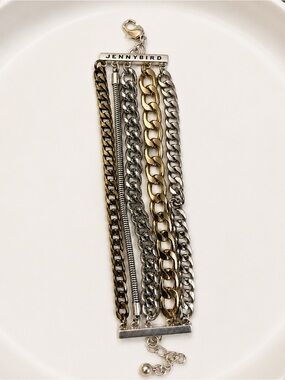 Jenny Bird Two-Tone Multi-Row Chain Bracelet in Silver & Gold